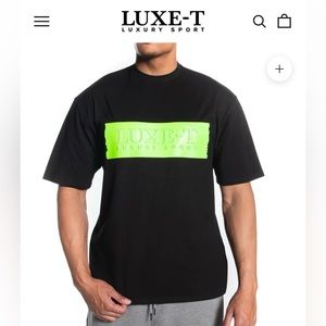 LUXE-T luxury sports T shirt lime green embossed size XL